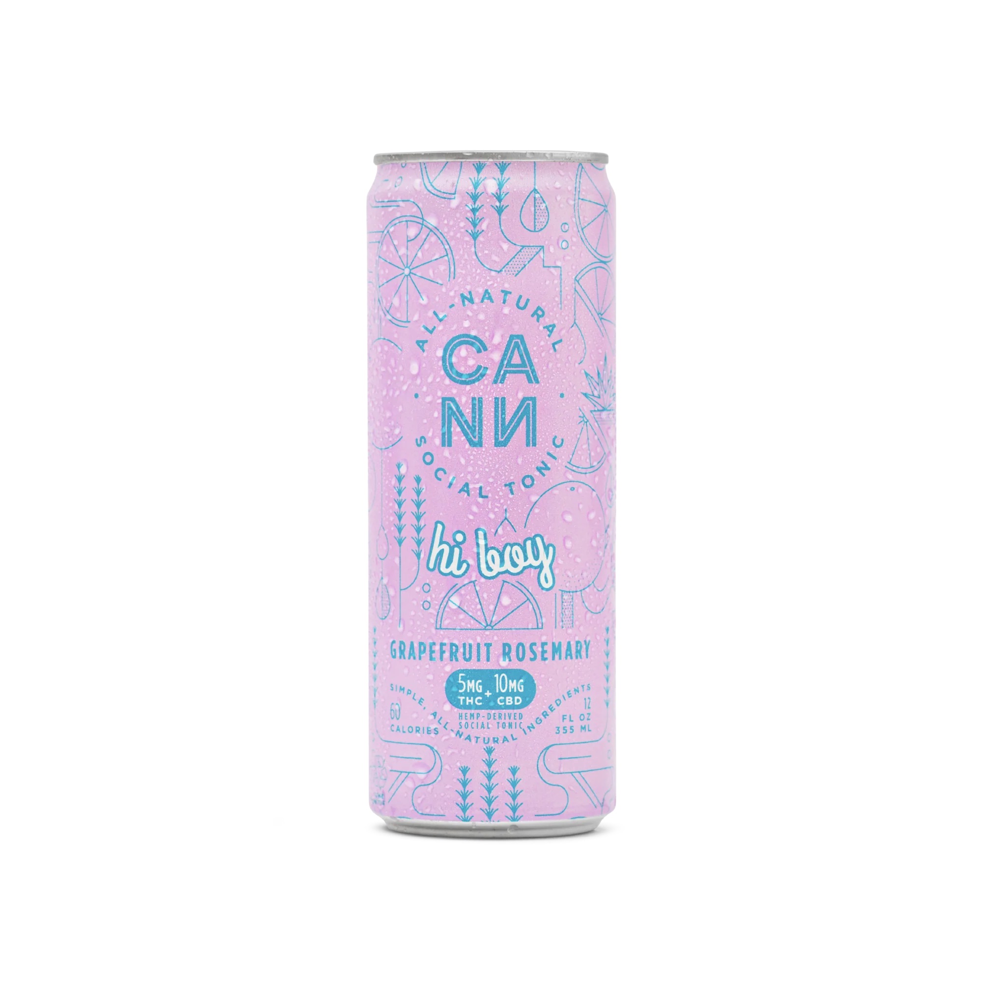 CANN Grapefruit Rosemary Hi Boy โ 12oz cannabis-infused social tonic with 5mg THC and 10mg CBD